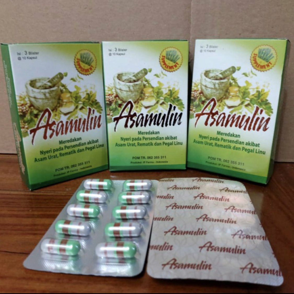 Asamulin Original Herbal For Relieve Gout Rheumatics, Cholesterol, Blood Clots, Joint Pain And Backpain